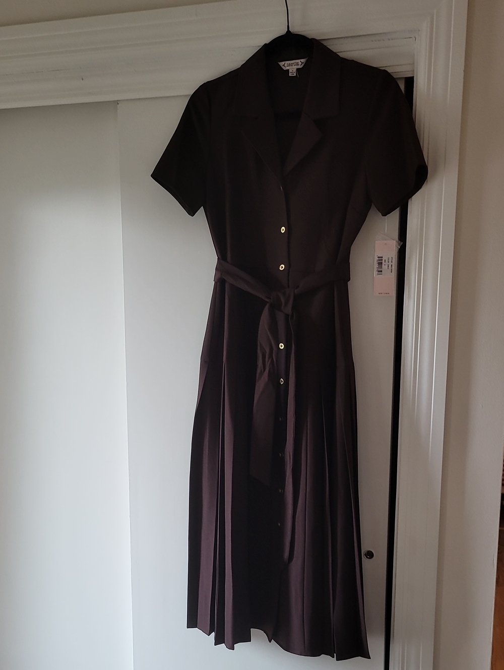 Nannette Lepore Classic Brown Shirt Dress with Tie Waist